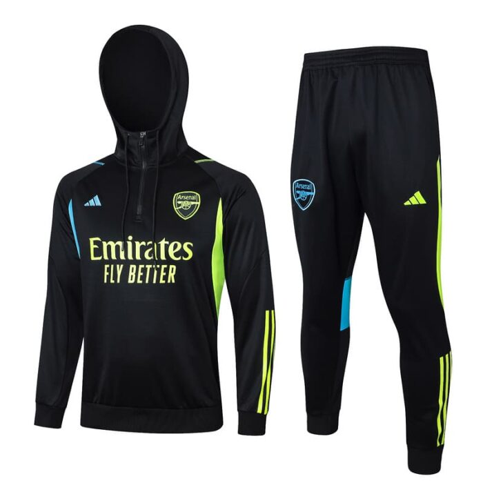 Arsenal 23-24 Hoodie Tracksuit - Black/Blue